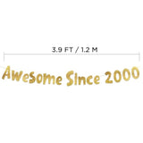 Awesome Since 2000 Gold Glitter Banner - 25Th Birthday And Anniversary Party Decorations
