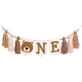 Bear Highchair Banner 1St Birthday - Beary First Birthday Decorations High Chair Banner, Bear Theme Party Supplies For Anniversary, Cake Smash, Photo Prop (Tassels)