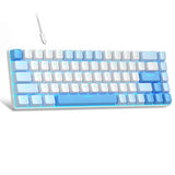 Portable 60% Mechanical Gaming Keyboard, Mk-Box Led Backlit Compact 68 Keys Mini Wired Office Keyboard With Red Switch For Windows Laptop Pc Mac - Sky Blue