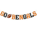 Go Bengals Banner - Football Game Day Party Banner, Bengals Fans, Sports Theme Party Decor Black Orange Glitter