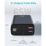 Portable Laptop Charger, 65W Laptop Power Bank 30000Mah Qc 3.0 Portable Charger Power Bank Fast Charging, Dual Usb C Battery Pack For Macbook, Ipad, Dell, Hp, Lenovo, Iphone, Samsung, Switch