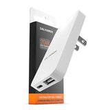 Type C Flat Wall Charger, Ultra Slim (Multi-Port Power Adapter) For Iphone 11/12/13/14 Iphone 15 Pro/Max And Samsung Galaxy Models, 20W Fast Charging Outlet Plug (Dual Usb-C Usb-A)