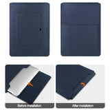 13 14 Inch Laptop Sleeve Case Compatible With Mac Book Pro 14 2021 Mac Book Air 13 M1 M2 2022-2018 Mac Book Pro 13 M2 2022-2016,Waterproof Leather With Adjustable Stand Sleeve Pouch,Blue