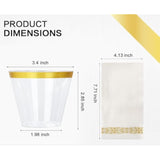 175-piece gold disposable dinnerware set with plates, silverware, cups & napkins