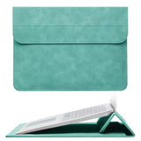 14" Slim Laptop Sleeve Case With Stand For Samsung Galaxy Book 13.3", Macbook Air 13.3"/13.6"/Pro 14.2", Microsoft Surface Laptop 13.5", Leather Case For 13" 14" Tablet Chromebook Notebook(Cyan)