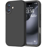 iPhone 16 6.1 Inch Premium Silicone Shockproof Case with Soft Lining Black