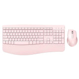 Wireless Keyboard And Mouse - Ergonomic Keyboard And Mouse Combo Full Size Keyboard Cordless With Palm Wrist Rest Ergonomic Mouse Wireless For Windows Computers Laptops - Pink