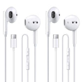 2 Pack Of Usb C Headphones For Iphone 16/16 Pro/16 Plus/16 Pro Max/15/15 Plus/15 Pro/15 Pro Max,Usb Type C Earphones Hifi Stere, White Wired Earbuds With Microphone & Volume Control