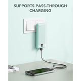 10000mAh Portable Charger with USB-C & AC Plug, Compact Travel Power Bank Green