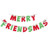 Red Green Glitter Merry Friendsmas Banner Merry Friendsmas Party Decorations Merry Friends Themed Party Supplies Christmas Office Decorations, Merry Christmas Banner Xmas Friends Holiday Party Decorations