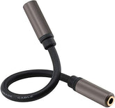3.5Mm Female To Female Adapter Cable Trs Stereo Audio Aux Connector Cod For Headphones, Car, Hifi - 15Cm/6Inch (Coffee)