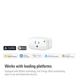 Energy (Matter) 2 Pack Smart Plug, App And Voice Control, 100% Privacy, Matter Over Thread, Works With Apple Home, Alexa, Google Home, Smartthings, Requires Thread Border Router