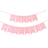 Happy Birthday Banner Pink, Pre-Assembled Reusable Imitated Burlap For Women Girls Party Decorations