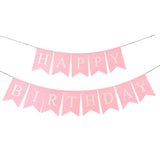 Happy Birthday Banner Pink, Pre-Assembled Reusable Imitated Burlap For Women Girls Party Decorations