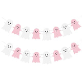 2PCS Halloween Ghost Banner Glitter White Pink Garland Party Birthday Decor