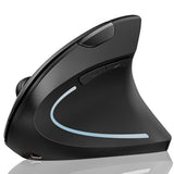 Ergonomic Mouse, Vertical Wireless Mouse: Rechargeable Optical Carpal Tunnel Mice With 2.4G Usb Receiver, 1000/1200 / 1600 Dpi, 6 Buttons, For Laptop, Computer, Pc, Desktop, Notebook, Black