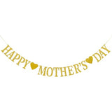 Happy Mother's Day Decorations Banner - NO DIY - Gold Glitter Mothers Day Party Supplies Decorations Backdrop for Mom Photo Props Photography