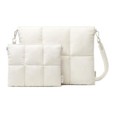 Puffy Laptop Sleeve 15 Inch 16 Inch, Quilted Puffer Pillow Case With Strap Compatible For Macbook Air 15" M4 2025, Macbook Pro 16" M4, Sleeve & Organizer Bundle, Rice