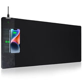 Mouse Pad With Wireless Charging, Gaming Mousepad, 31.5"X15.7" Extra Large Desk Mat Xxl, Non-Slip Rubber Base, Waterproof Computer Keyboard Pad For Gaming, Home, Office, Black Desk Pad