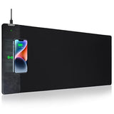 Mouse Pad With Wireless Charging, Gaming Mousepad, 31.5"X15.7" Extra Large Desk Mat Xxl, Non-Slip Rubber Base, Waterproof Computer Keyboard Pad For Gaming, Home, Office, Black Desk Pad