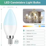E12 Candelabra LED Light Bulb 5000K Daylight 60W Equivalent 20 Pack