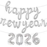 16in Silver 2026 Happy New Year Foil Balloons for NYE Party Decorations