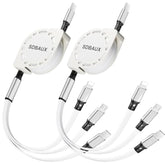 Multi Charging Cable,Usb C To 3 In 1 Retractable Lightning/Type-C/Micro Port Fast Charger Cord For Iphone 16 15 14 13 12 Pro Max,Galaxy S23/S22/S20,Cell Phones Tablets Universal Use (2Pack-3.3Ft)