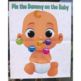 Funny Baby Shower Game - Pin The Pacifier - Includes 24 Stickers, Large Poster And Luxury Blindfold