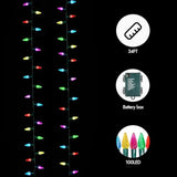 Battery Operated Christmas Lights, 100 Led 34Ft C6 String Lights With 8 Modes, Auto Timer, Waterproof For Indoor Outdoor