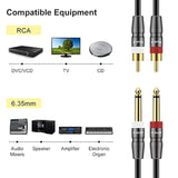 Dual 1/4 Inch Ts To Dual Rca Cable, Heavy Duty 1/4 Male To Rca Male Adapter Stereo Audio Interconnect Quarter Inch Cable, 6 Feet
