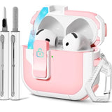 With Safety Lock For Airpods 4Th Generation Case 2024, Unique Cute Kawaii Pink Airpod 4 Case With Cleaning Kit And Keychain, Ipod 4 Case For Women Girls Kids - Pink