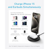 Anker iPhone 16 Wireless Charging Stand, PowerWave 2-in-1 Magnetic Stand Lite with USB-C Cable, for iPhone 16/16 Pro/16 Plus/16 Pro Max/15/14/13 Series, AirPods 2/Pro (No AC Adapter)