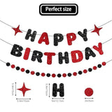 Red And Black Happy Birthday Banner Glitter Garland For Black And Red Decorations Happy Birthday Decorations For Women Men Boys Girls 25St 30St 40St 50Th 60St Party Decor