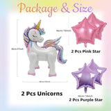 22Pc Unicorn Balloons & Happy Birthday Banner Large Foil Star Baby Shower Decor