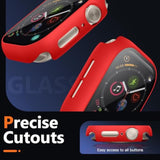 42mm Apple Watch Case Compatible with Apple Watch Series 10 11, 3 Pack Hard PC Bumper Cases with Touch-Sensitive Screen Protector, Full Coverage, Red/White/Black