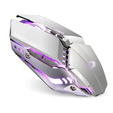 T12 Wireless Gaming Mouse Rechargeable, 2.4G Silent Optical Wireless Computer Mice with Changeable LED Light for Laptop PC, 7 Buttons, 3 Adjustable