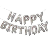 Silver Birthday Balloons Banner – 16" Reusable Foil Letters for Party Decorations
