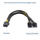 Cable Matters 2-Pack PCIe 8 Pin to Dual 8 Pin (6+2) Female to Male PCIe Power Adapter for GPUs - 9 Inches (8 Pin PCIe Cable GPU, Dual 8 Pin PCIe Cable)