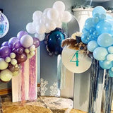 Frozen Balloon Garland 130Pcs Winter Balloon Arch Kit With Snowflake Balloons White Blue Purple Sliver Balloon Kit For Winter Theme Baby Shower Supplies Snowman Birthday Party Decorations