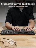 Wireless Ergonomic Keyboard,Ergo Keyboard With Cushioned Wrist & Palm Rest,2.4Ghz / Bt Ergonomic Wave Keys Computer Keyboard,3 Multi-Device Connectivity For Laptop,Mac,Windows - Black