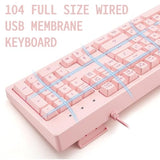Pink Keyboard with 7-Colors LED Backlit, 104 Keys Silent Creamy Wired USB Keyboard, Double Shot Keycaps Light Up Keyboard for Computer, Mac, Laptop