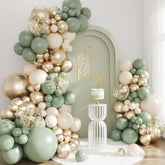 Sage Green Gold Balloon Arch Kit, 143Pcs Sage Green And Sand White Gold Balloons Garland Arch Kit Coffetti Balloons For Birthday Wedding Baby Shower Gender Reveal Decorations