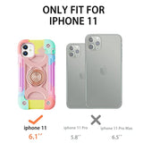 MARKILL Compatible with iPhone 11 Case 6.1 Inch for Girls with 360°Rotate Ring Stand, Military Grade Drop Protection Full Body Cute Case for iPhone 11 (Rainbow Pink)