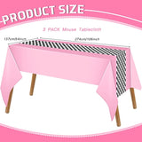 3PCS Car Birthday Party Tablecloths (54"x108") for Racing Theme Decor (Pink)