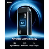 Ruko PD65W USB C Charger, 3-Port GaN Fast Charger Block, Compact Foldable Wall Charger for iPhone 16/15, MacBook Pro/Air, Galaxy S24, Pixel, Drone, Switch and More, Black