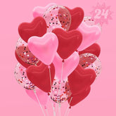 Valentine'S Day Pink + Red Heart Confetti Latex Balloons - 24 Pk, 12" | Vday Decorations, Galentines, Be Mine, Candy Heart, Birthday Supplies, Bachelorette Party, Baby Shower, Xoxos