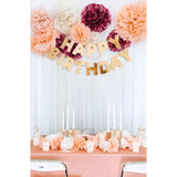 Large Happy Birthday Premium Bunting Banner Decoration Baby Boy Girl Adult Party Supply (Metallic Gold With Accent Border)