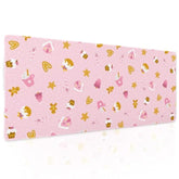 Pink Christmas Gaming Mouse Pad Xl Cute Kawaii Cupcake Gingerbread Extended Big Large Desk Mat Non-Slip Rubber Base Stitched Edge Xmas Holiday Long Keyboard Mousepad For Computer Laptop,31.5×11.8 In