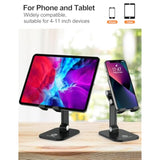 Phone Stand, Adjustable Height And Angle Foldable Cell Phone Stand Holder For Desk, Taller Iphone Stand Compatible With 4.7"-13" Smartphones Ipad Tablet, Black