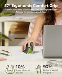 Ergonomic Mouse Wireless, Mou-302 Bluetooth Vertical Mouse Rechargeable, Optical Mice With 1000/1600/2400 Dpi, Volume Knob, 3 Multi-Device Connectivity For Computer/Pc/Laptop/Mac, Blue